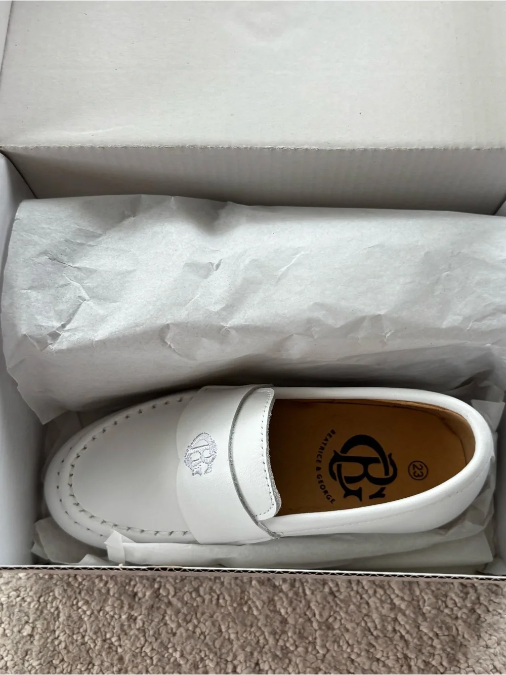 Beatrice & George White Leather dress Penny Loafers